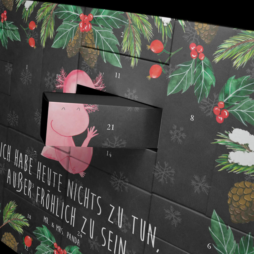 Befüllbarer Adventskalender Axolotl Hurra Befüllbarer Adventskalender, Adventskalender zum selbst befüllen, Axolotl, Molch, Axolot, Schwanzlurch, Lurch, Lurche, fröhlich, Spaß, Freude, Motivation, Zufriedenheit