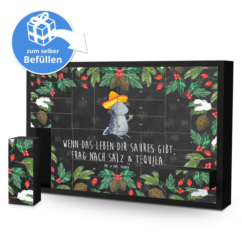 Befüllbarer Adventskalender Axolotl Tequila Befüllbarer Adventskalender, Adventskalender zum selbst befüllen, Axolotl, Molch, Mexico, Mexiko, Sombrero, Zitrone, Tequila, Motivation, Spruch, Schwanzlurch, Lurch, Lurche, Axolot, Feuerdrache, Feuersalamander