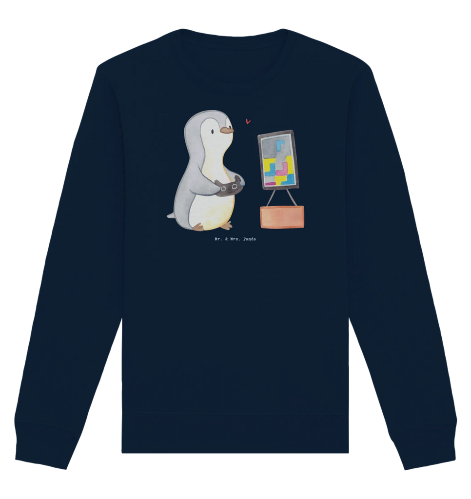 Organic Pullover Pinguin Zocken Pullover, Pullover Männer, Pullover Frauen, Sweatshirt, Sweatshirt Männer, Sweatshirt Frauen, Unisex, Geschenk, Sport, Sportart, Hobby, Schenken, Danke, Dankeschön, Auszeichnung, Gewinn, Sportler, Zocken, Gaming, Videospiele, Videogames