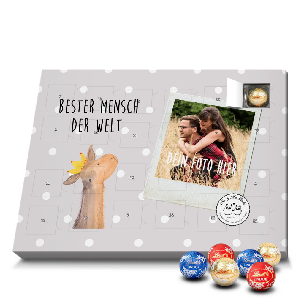 Personalisierter Kugel Markenschokolade Foto Adventskalender Lama Bester Mensch der Welt Personalisierter Kugel Markenschokolade Adventskalender, für, Dankeschön, Geschenk, Schenken, Geburtstag, Geburtstagsgeschenk, Geschenkidee, Danke, Bedanken, Mitbringsel, Freude machen, Geschenktipp, Lieblingsmensch, Liebling, Lieblings Mensch, tollster Mensch, Vorbild, Partner, Ehemann, Ehefrau, Liebe, Valentinstag