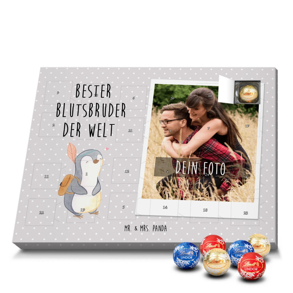 Personalisierter Kugel Markenschokolade Foto Adventskalender Pinguin Bester Blutsbruder der Welt Personalisierter Kugel Markenschokolade Foto Adventskalender, für, Dankeschön, Geschenk, Schenken, Geburtstag, Geburtstagsgeschenk, Geschenkidee, Danke, Bedanken, Mitbringsel, Freude machen, Geschenktipp, Blutsbruder, Blutsgeschwister, Freund, Brüder, Geschwister, Bruderherz, Brother, Familie, Kleinigkeit, Bester, Sido