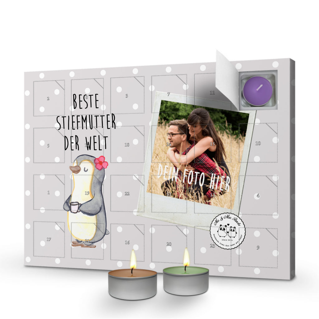 Personalisierter Duftkerzen Foto Adventskalender Pinguin Beste Stiefmutter der Welt Personalisierter Duftkerzen Adventskalender, für, Dankeschön, Geschenk, Schenken, Geburtstag, Geburtstagsgeschenk, Geschenkidee, Danke, Bedanken, Mitbringsel, Freude machen, Geschenktipp, Stiefmutter, Stief Mutter, Stiefmama, Mami, Mutter, Muttertag, Mutti, Mama, Tochter, Sohn, Beste