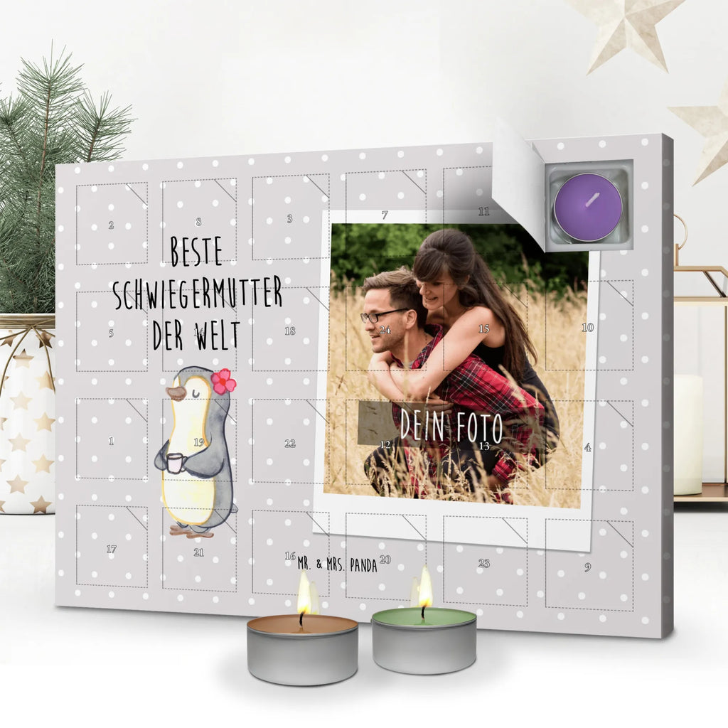 Personalisierter Duftkerzen Foto Adventskalender Pinguin Beste Schwiegermutter der Welt Personalisierter Duftkerzen Foto Adventskalender, für, Dankeschön, Geschenk, Schenken, Geburtstag, Geburtstagsgeschenk, Geschenkidee, Danke, Bedanken, Mitbringsel, Freude machen, Geschenktipp, Schwiegermutter, Schwiegermama, Schwiegereltern, Mama, Mutter, Mutter des Ehepartners, angeheiratet