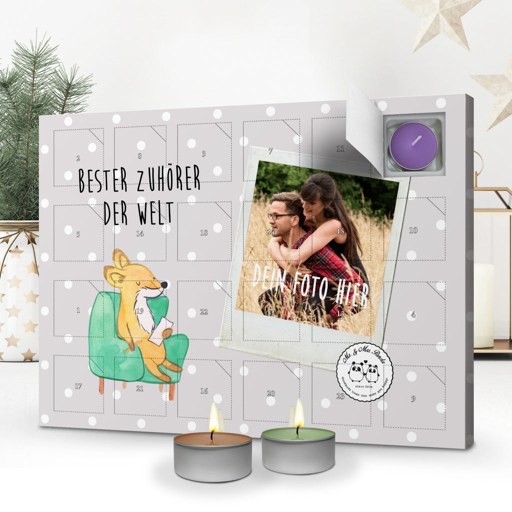 Personalisierter Duftkerzen Foto Adventskalender Fuchs Bester Zuhörer der Welt Personalisierter Duftkerzen Adventskalender, für, Dankeschön, Geschenk, Schenken, Geburtstag, Geburtstagsgeschenk, Geschenkidee, Danke, Bedanken, Mitbringsel, Freude machen, Geschenktipp, Zuhörer, Freund, Freundin, offenes Ohr, Hilfsbereit, Hilfe