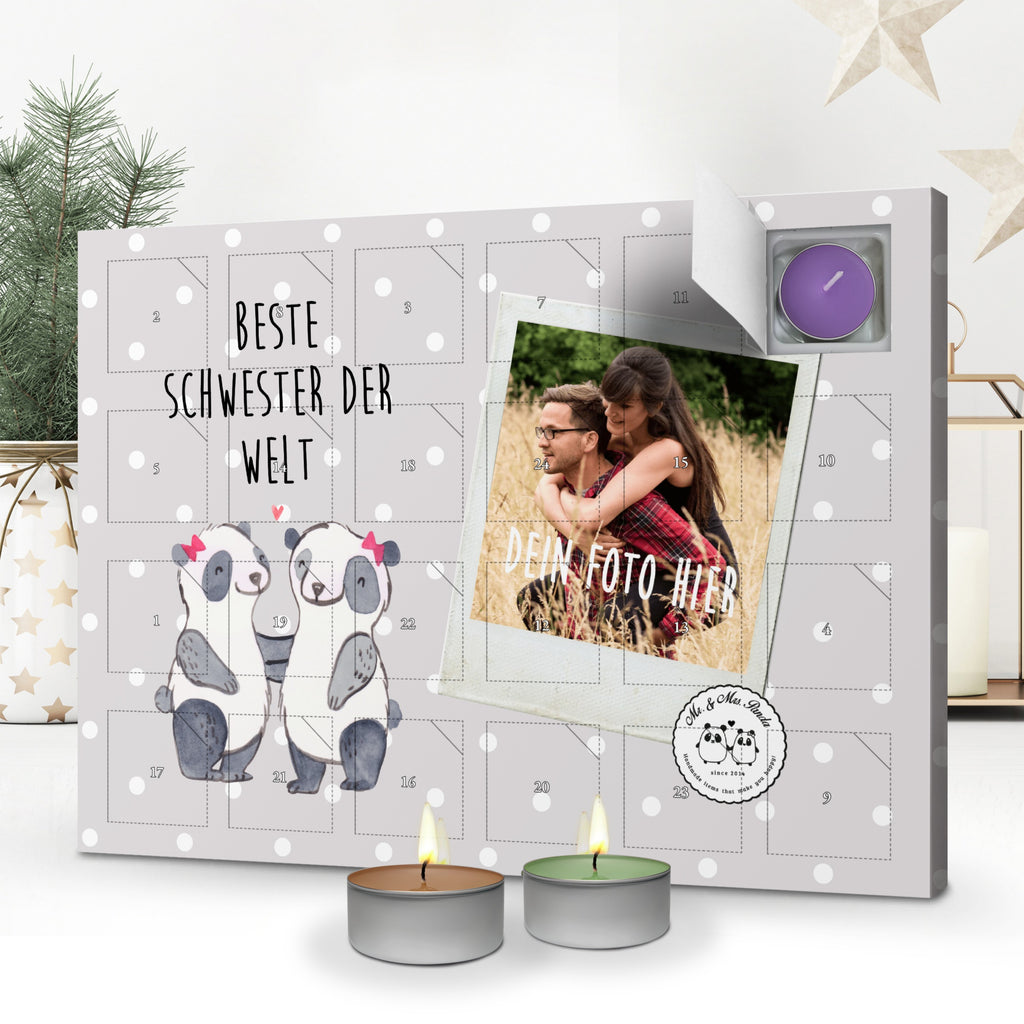 Personalisierter Duftkerzen Foto Adventskalender Panda Beste Schwester der Welt Personalisierter Duftkerzen Adventskalender, für, Dankeschön, Geschenk, Schenken, Geburtstag, Geburtstagsgeschenk, Geschenkidee, Danke, Bedanken, Mitbringsel, Freude machen, Geschenktipp, Schwestern, Schwester, Geschwister, Schwesterherz, Sister, Familie, Kleinigkeit, Beste, Tochter, Liebe, Kinder