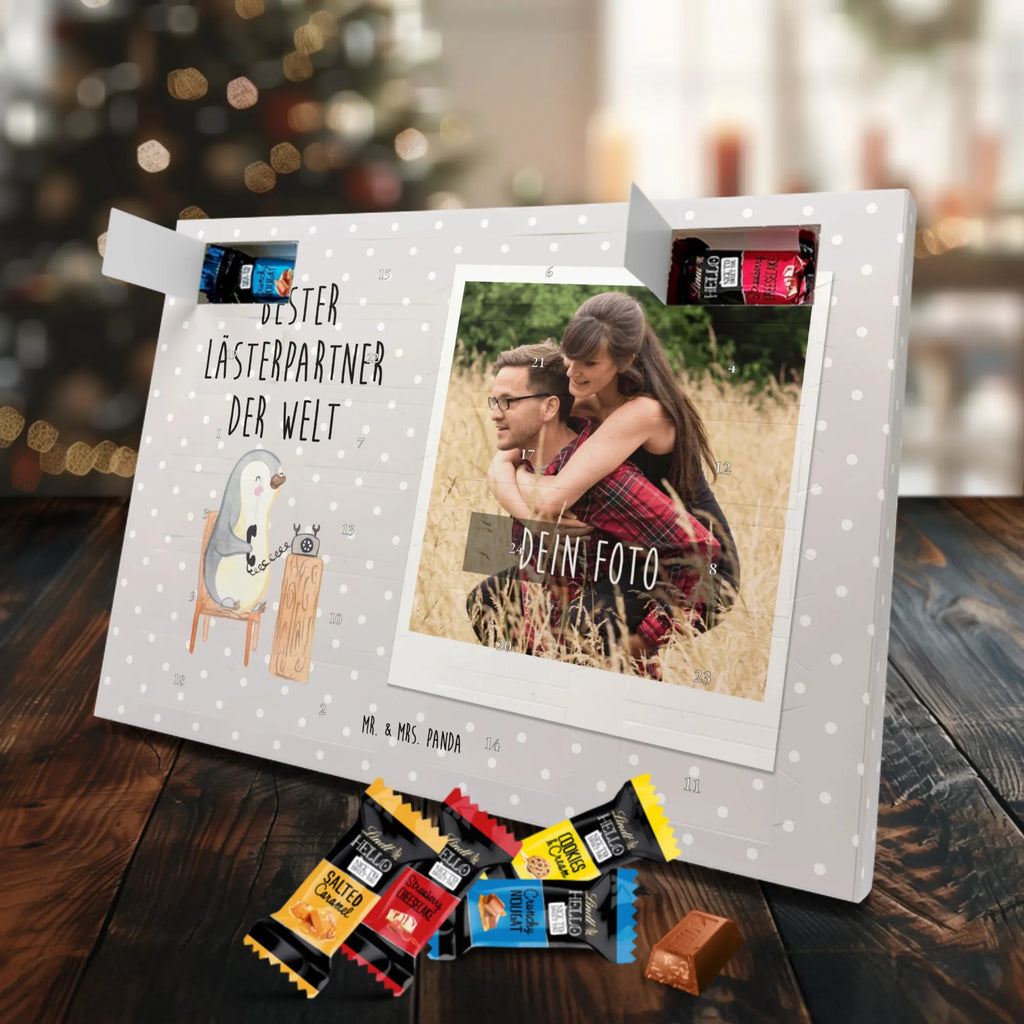 Personalisierter Markenschokolade Foto Adventskalender Pinguin Bester Lästerpartner der Welt Personalisierter Markenschokolade Foto Adventskalender, für, Dankeschön, Geschenk, Schenken, Geburtstag, Geburtstagsgeschenk, Geschenkidee, Danke, Bedanken, Mitbringsel, Freude machen, Geschenktipp, Lästerpartner, Lesterpartner, lestern, Lästerschwester, Lästern, beste Freundin, Freundin, Spaß, bff