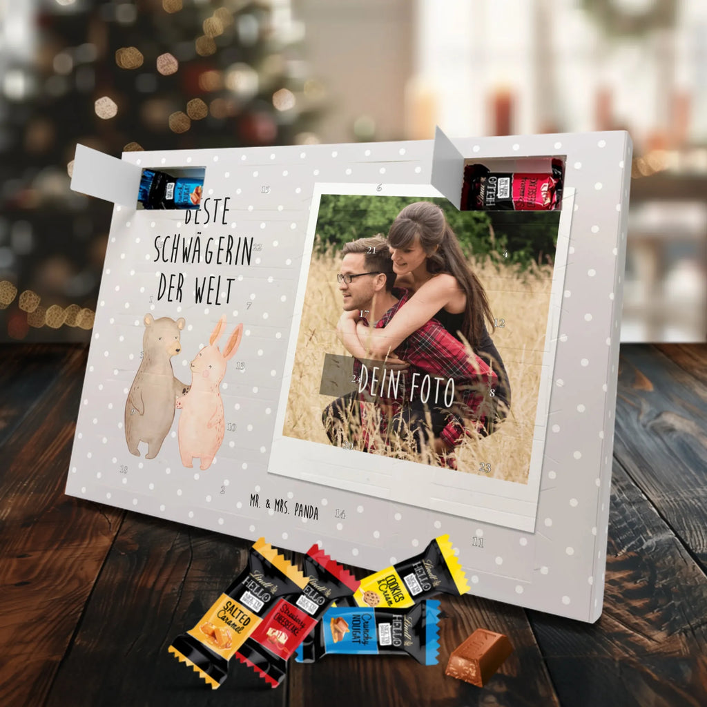 Personalisierter Markenschokolade Foto Adventskalender Hase Beste Schwägerin der Welt Personalisierter Markenschokolade Foto Adventskalender, für, Dankeschön, Geschenk, Schenken, Geburtstag, Geburtstagsgeschenk, Geschenkidee, Danke, Bedanken, Mitbringsel, Freude machen, Geschenktipp, Schwägerin, Schwähgerin, Schwippschwägerin, Familie, Verwandtschaft, angeheiratet, Frau, Ehemann, Schwester, Ehefrau, Bruder, Partner