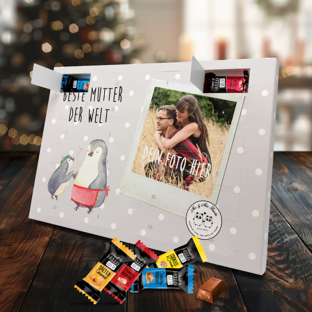 Personalisierter Markenschokolade Foto Adventskalender Pinguin Beste Mutter der Welt Personalisierter Adventskalender, für, Dankeschön, Geschenk, Schenken, Geburtstag, Geburtstagsgeschenk, Geschenkidee, Danke, Bedanken, Mitbringsel, Freude machen, Geschenktipp, Mama, Mami, Mutter, Muttertag, Mutti, Ma, Tochter, Sohn, Beste Mama, Beste, Supermama