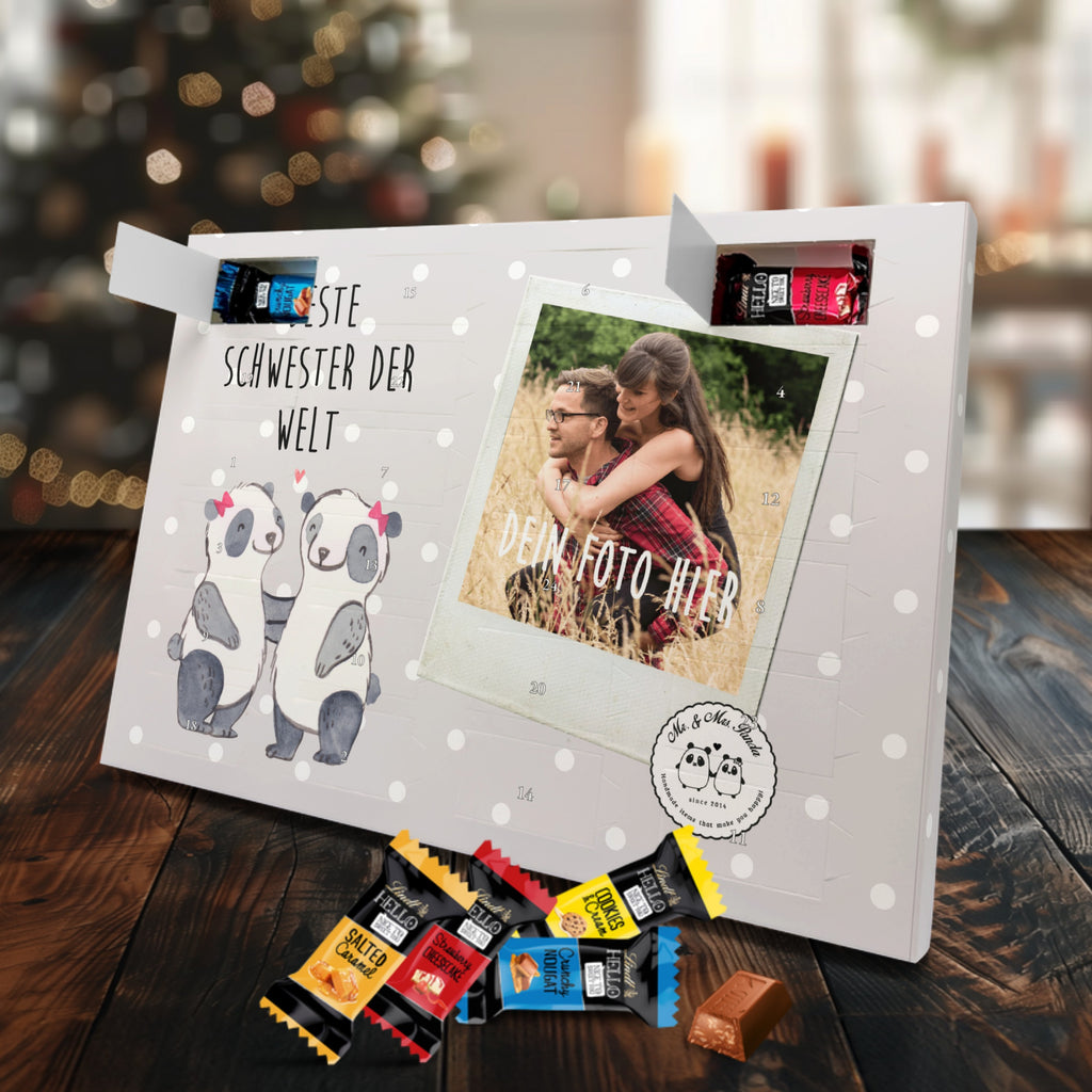 Personalisierter Markenschokolade Foto Adventskalender Panda Beste Schwester der Welt Personalisierter Adventskalender, für, Dankeschön, Geschenk, Schenken, Geburtstag, Geburtstagsgeschenk, Geschenkidee, Danke, Bedanken, Mitbringsel, Freude machen, Geschenktipp, Schwestern, Schwester, Geschwister, Schwesterherz, Sister, Familie, Kleinigkeit, Beste, Tochter, Liebe, Kinder