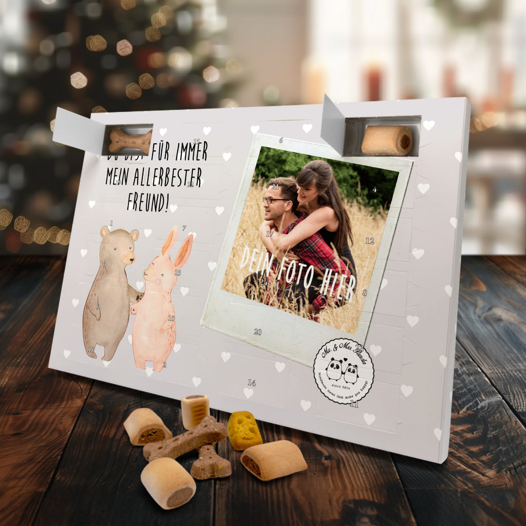 Personalisierter Hunde Foto Adventskalender Bär und Hase Umarmen Hunde Adventskalender, Liebe, Partner, Freund, Freundin, Ehemann, Ehefrau, Heiraten, Verlobung, Heiratsantrag, Liebesgeschenk, Jahrestag, Hocheitstag, Freunde, bester Freund, Hase, Bär, Bärchen, best friends