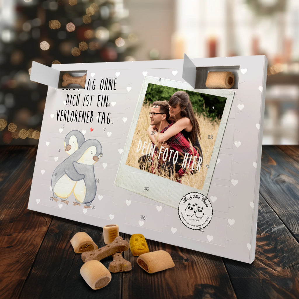 Personalisierter Hunde Foto Adventskalender Pinguine Kuscheln