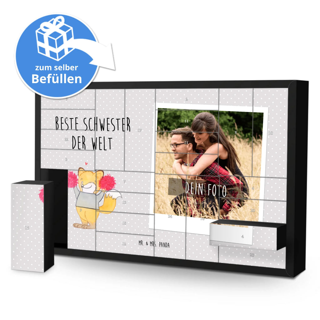 Personalisierter Befüllbarer Foto Adventskalender Fuchs Beste Schwester der Welt Personalisierter Befüllbarer Foto Adventskalender, für, Dankeschön, Geschenk, Schenken, Geburtstag, Geburtstagsgeschenk, Geschenkidee, Danke, Bedanken, Mitbringsel, Freude machen, Geschenktipp, Schwester, Geschwister, Schwesterherz, Sister, Familie, Kleinigkeit, Beste, Tochter