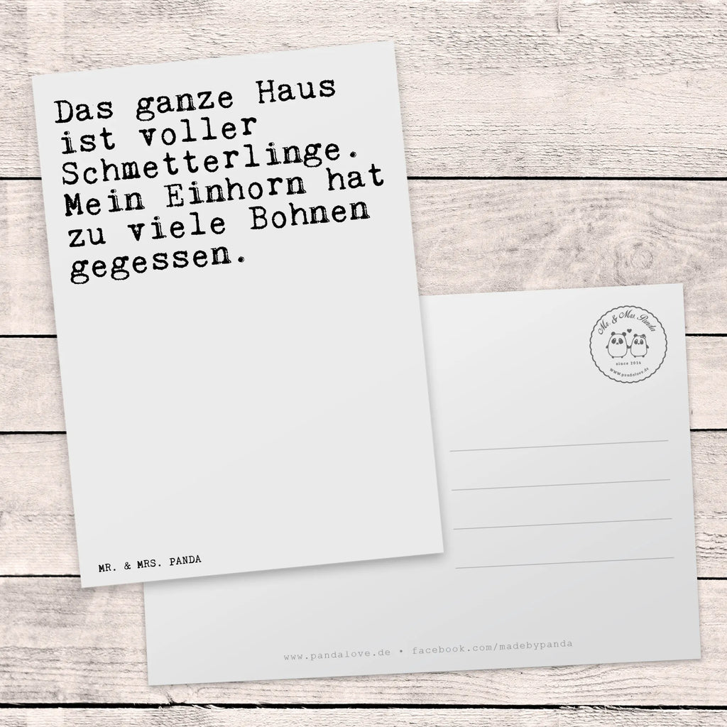 Postkarte Sprüche und Zitate Das ganze Haus ist voller Schmetterlinge. Mein Einhorn hat zu viele Zwiebeln gegessen. Postkarte, Karte, Geschenkkarte, Grußkarte, Einladung, Ansichtskarte, Geburtstagskarte, Einladungskarte, Dankeskarte, Ansichtskarten, Einladung Geburtstag, Einladungskarten Geburtstag, Spruch, Sprüche, lustige Sprüche, Weisheiten, Zitate, Spruch Geschenke, Spruch Sprüche Weisheiten Zitate Lustig Weisheit Worte