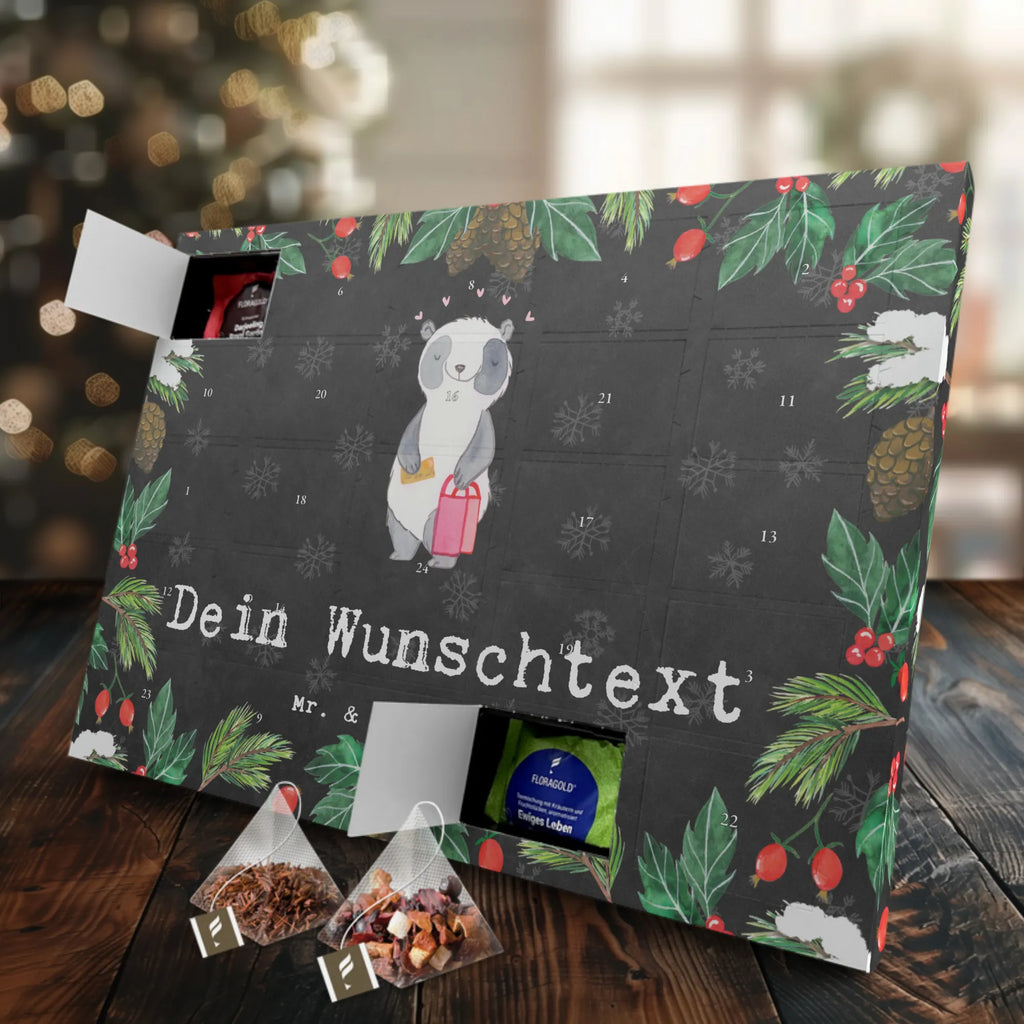 Personalisierter Tee Adventskalender Panda Bester Shoppingpartner der Welt Personalisierter Tee Adventskalender, für, Dankeschön, Geschenk, Schenken, Geburtstag, Geburtstagsgeschenk, Geschenkidee, Danke, Bedanken, Mitbringsel, Freude machen, Geschenktipp, Shoppingpartner, Shoppen, Begleitung, Partner, Freundin, Freund, bff, Shopping, Einkaufen, Shopping-Queen, Queen, Bester