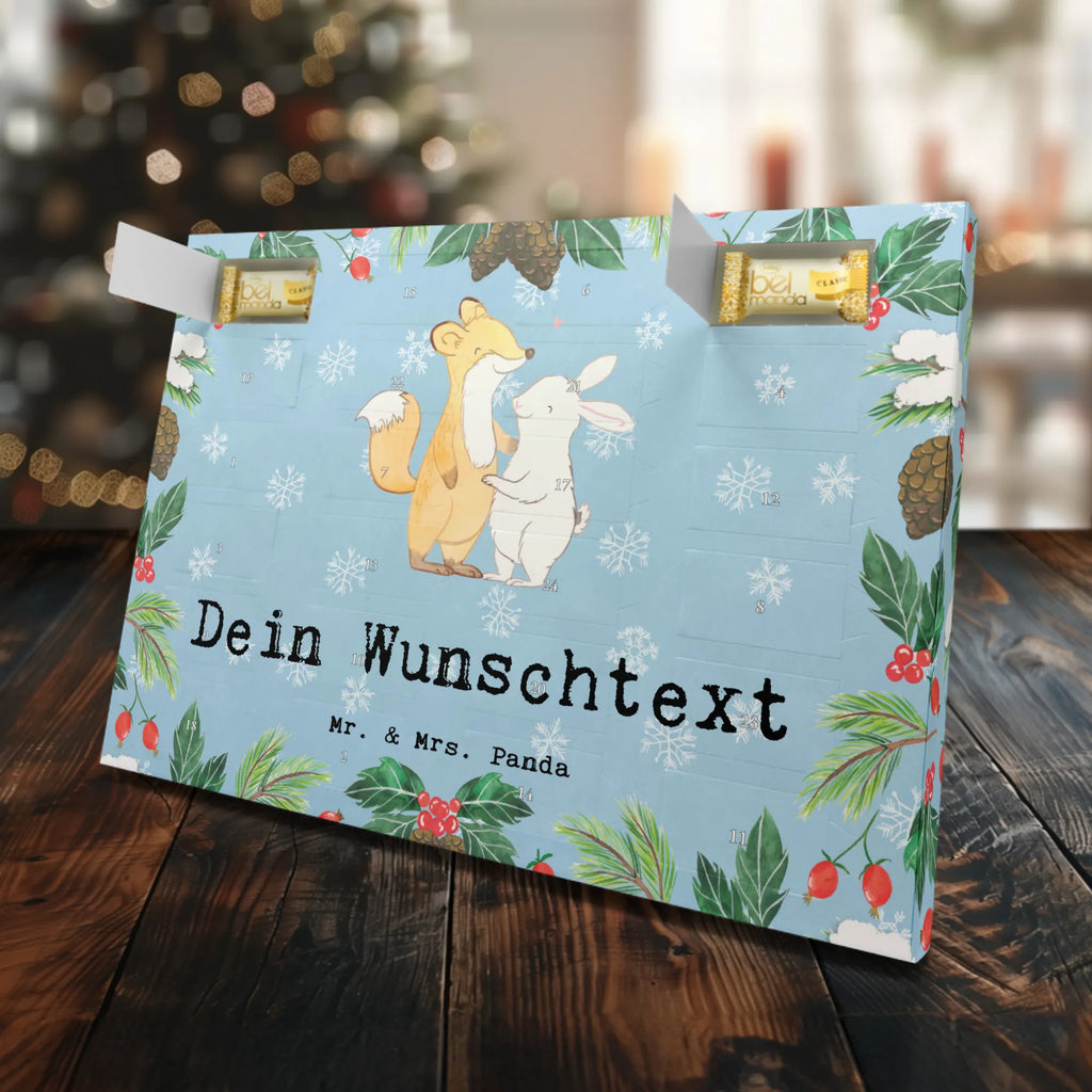 Personalisierter Marzipan Adventskalender Fuchs Hase Freunde treffen Personalisierter Marzipan Adventskalender, Geschenk, Sport, Sportart, Hobby, Schenken, Danke, Dankeschön, Auszeichnung, Gewinn, Sportler, Freunde treffen