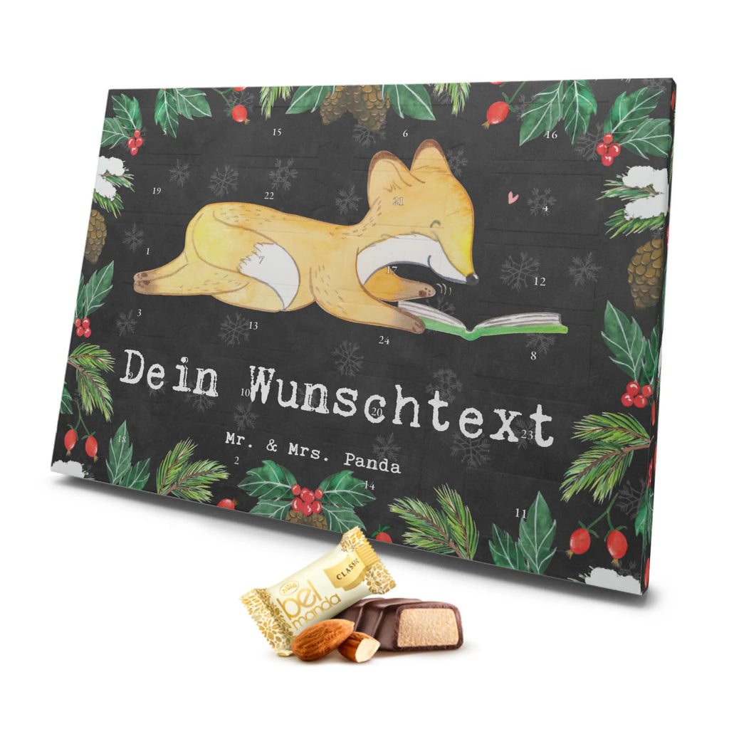 Personalisierter Marzipan Adventskalender Fuchs Lesen Personalisierter Marzipan Adventskalender, Geschenk, Sport, Sportart, Hobby, Schenken, Danke, Dankeschön, Auszeichnung, Gewinn, Sportler, lesen, Bücher lesen, Bücherwurm