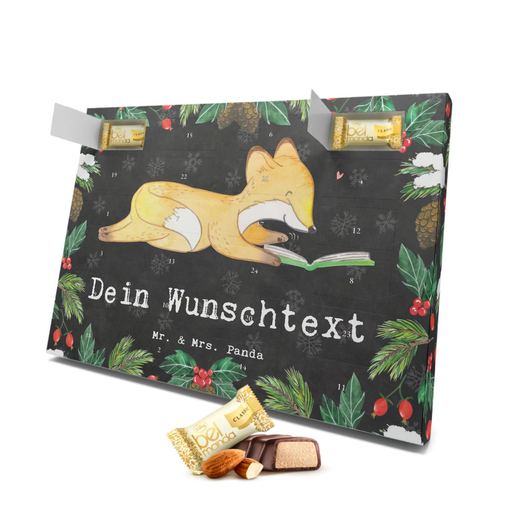 Personalisierter Marzipan Adventskalender Fuchs Lesen Personalisierter Marzipan Adventskalender, Geschenk, Sport, Sportart, Hobby, Schenken, Danke, Dankeschön, Auszeichnung, Gewinn, Sportler, lesen, Bücher lesen, Bücherwurm