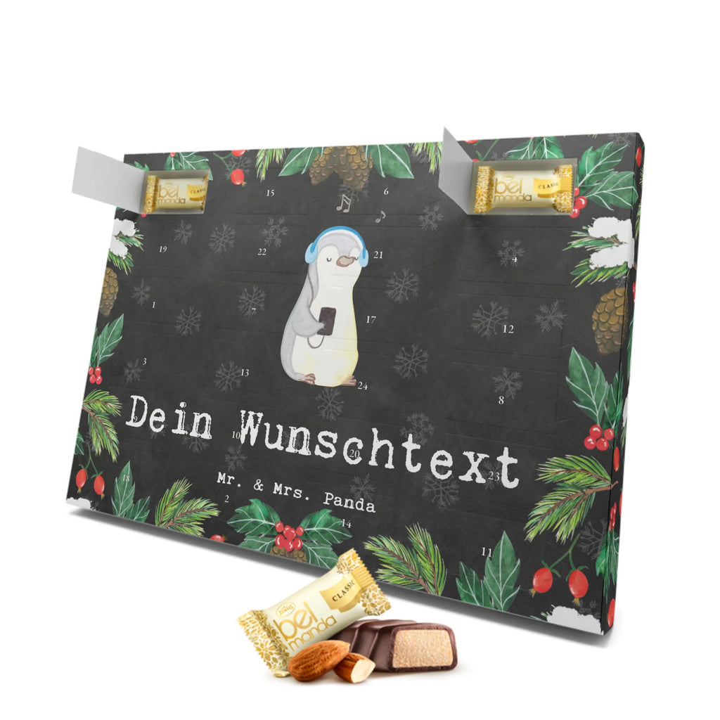 Personalisierter Marzipan Adventskalender Pinguin Musik hören Personalisierter Marzipan Adventskalender, Geschenk, Sport, Sportart, Hobby, Schenken, Danke, Dankeschön, Auszeichnung, Gewinn, Sportler, Musik hören, Lieblingssong