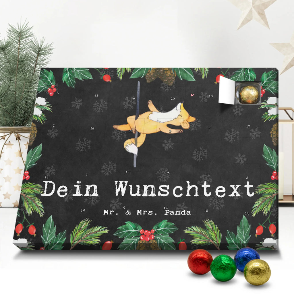 Personalisierter Schoko Adventskalender Fuchs Poledance Personalisierter Adventskalender, Adventskalender mit Namen, Geschenk, Sport, Sportart, Hobby, Schenken, Danke, Dankeschön, Auszeichnung, Gewinn, Sportler, Pole Dance, Tanzen, Tanz