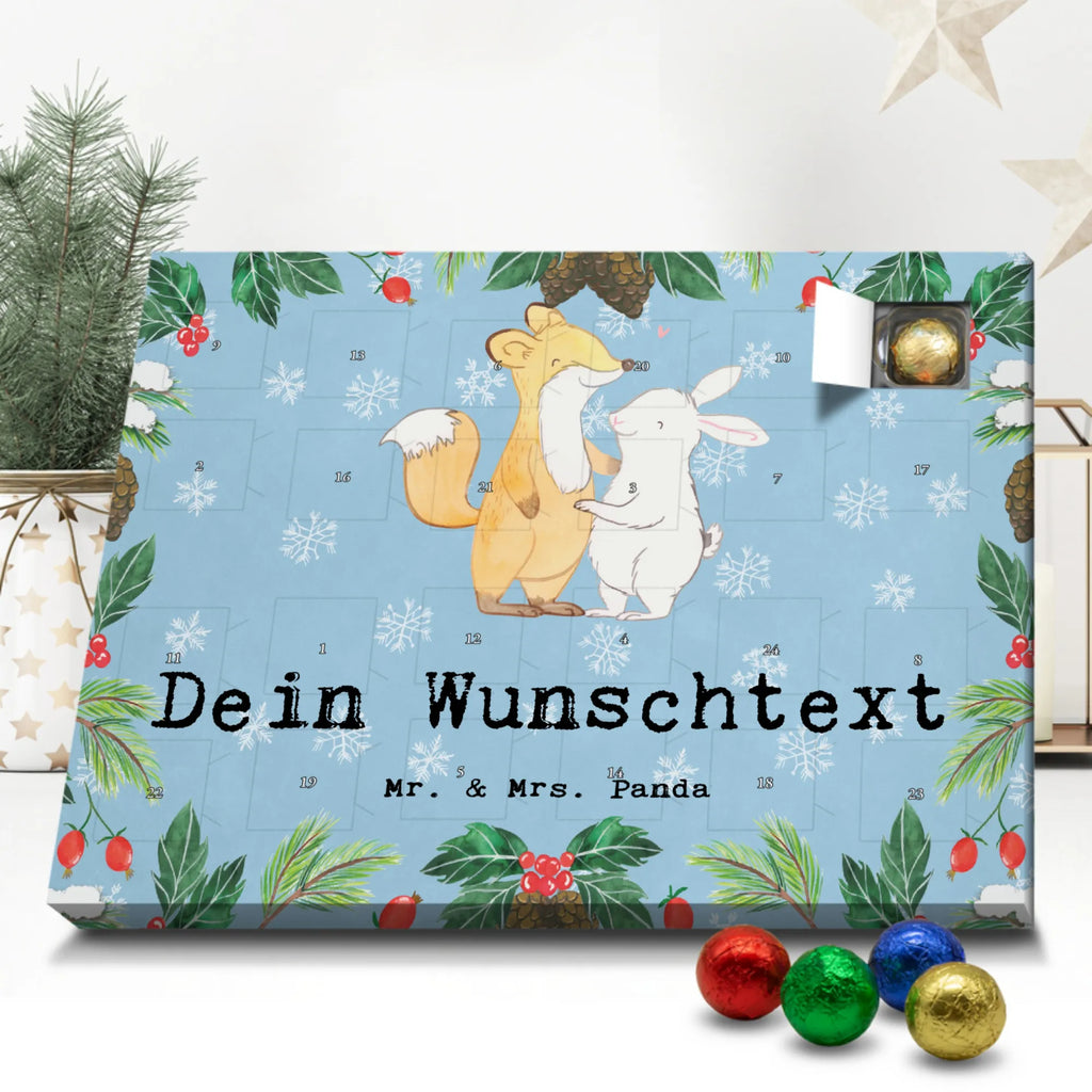 Personalisierter Schoko Adventskalender Fuchs Hase Freunde treffen Personalisierter Adventskalender, Adventskalender mit Namen, Geschenk, Sport, Sportart, Hobby, Schenken, Danke, Dankeschön, Auszeichnung, Gewinn, Sportler, Freunde treffen