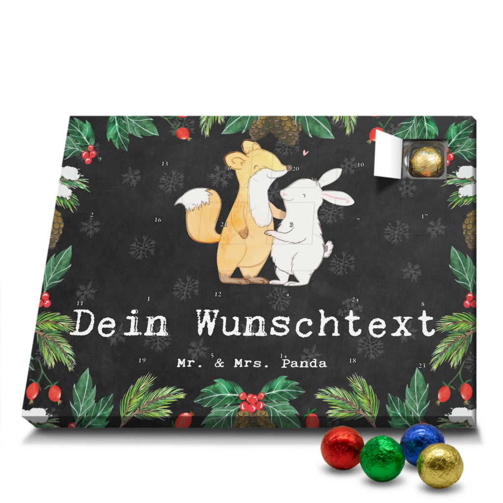 Personalisierter Schoko Adventskalender Fuchs Hase Freunde treffen Personalisierter Adventskalender, Adventskalender mit Namen, Geschenk, Sport, Sportart, Hobby, Schenken, Danke, Dankeschön, Auszeichnung, Gewinn, Sportler, Freunde treffen