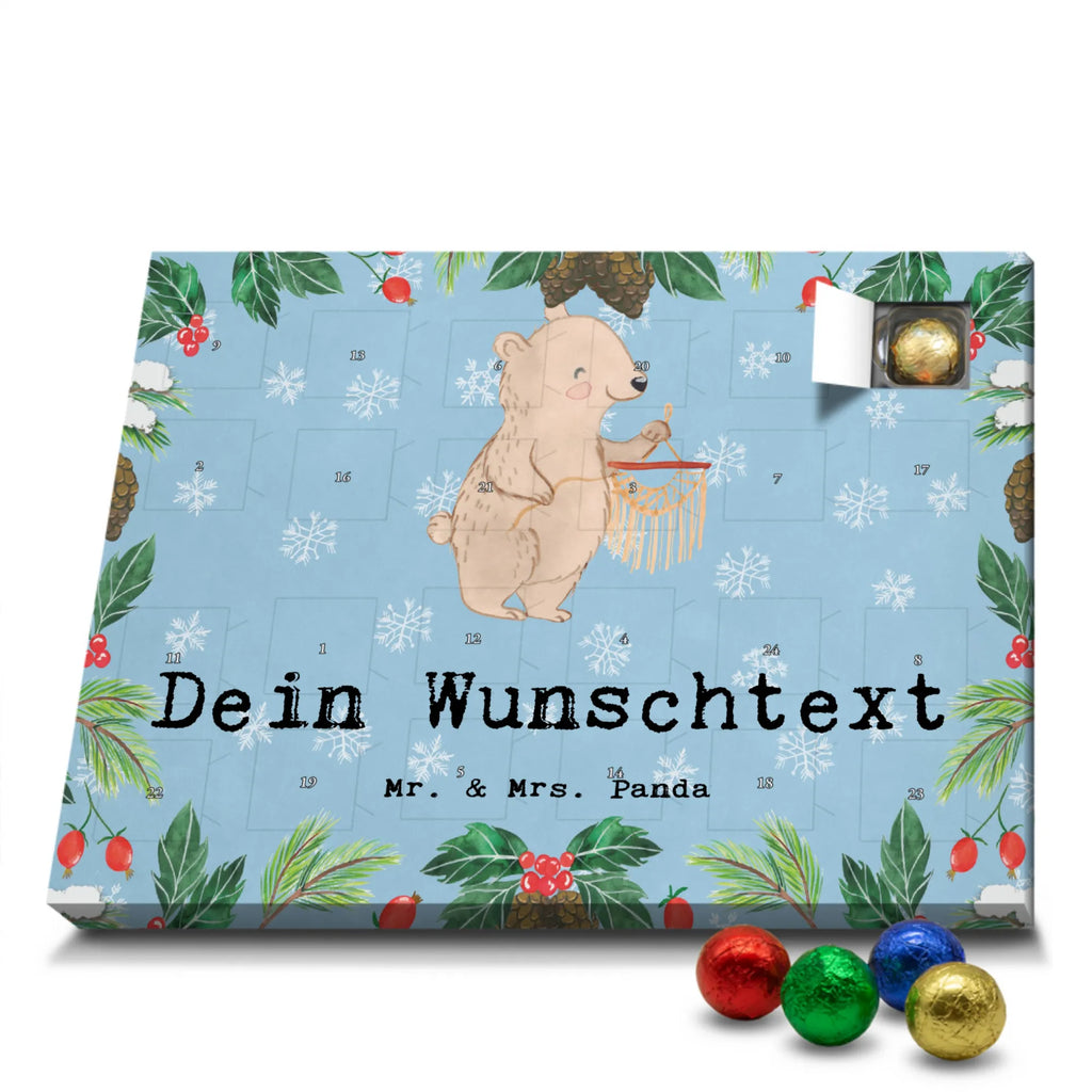 Personalisierter Schoko Adventskalender Bär Makramee Personalisierter Adventskalender, Adventskalender mit Namen, Geschenk, Sport, Sportart, Hobby, Schenken, Danke, Dankeschön, Auszeichnung, Gewinn, Sportler, Makramee, Basteln, Basteln mit Makramee