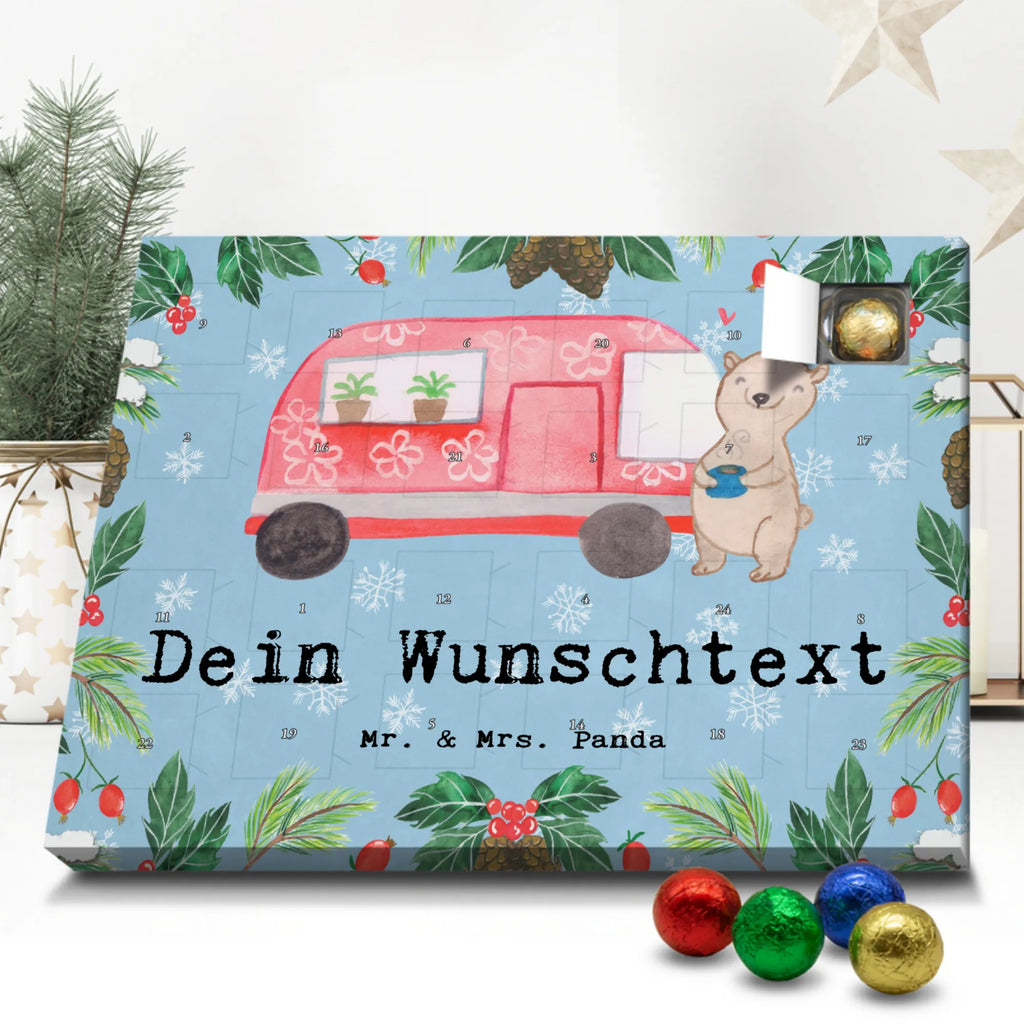 Personalisierter Schoko Adventskalender Bär Camper Personalisierter Adventskalender, Adventskalender mit Namen, Geschenk, Sport, Sportart, Hobby, Schenken, Danke, Dankeschön, Auszeichnung, Gewinn, Sportler, Camper, Campen, Zelten, Campingplatz, Wohnmobil, Roadtrip, Urlaub