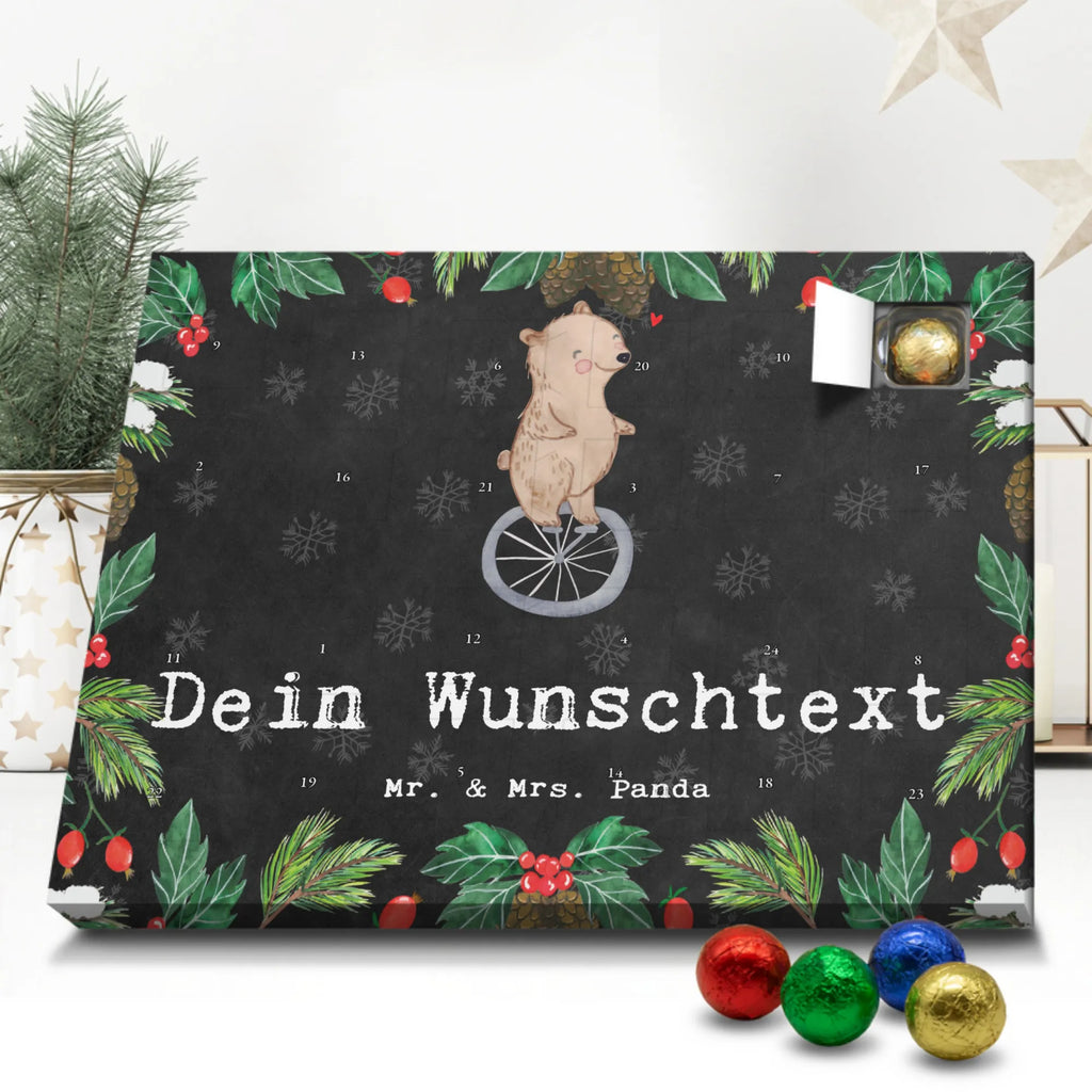 Personalisierter Schoko Adventskalender Bär Einrad fahren Personalisierter Adventskalender, Adventskalender mit Namen, Geschenk, Sport, Sportart, Hobby, Schenken, Danke, Dankeschön, Auszeichnung, Gewinn, Sportler, Einrad fahren