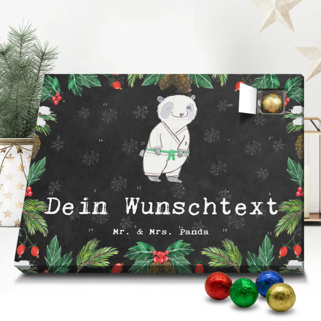 Personalisierter Schoko Adventskalender Panda Jiu Jitsu Personalisierter Adventskalender, Adventskalender mit Namen, Geschenk, Sport, Sportart, Hobby, Schenken, Danke, Dankeschön, Auszeichnung, Gewinn, Sportler, Jiu Jitsu, japanische Kampfkunst, Selbstverteidigung