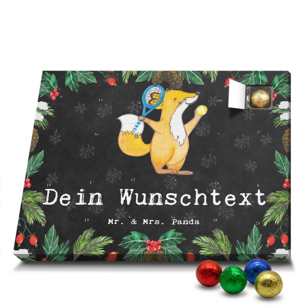 Personalisierter Schoko Adventskalender Fuchs Tennis spielen Personalisierter Adventskalender, Adventskalender mit Namen, Geschenk, Sport, Sportart, Hobby, Schenken, Danke, Dankeschön, Auszeichnung, Gewinn, Sportler, Tennis spielen, Tennisclub, Tennisverein, Tennis Turnier, Ballsportart