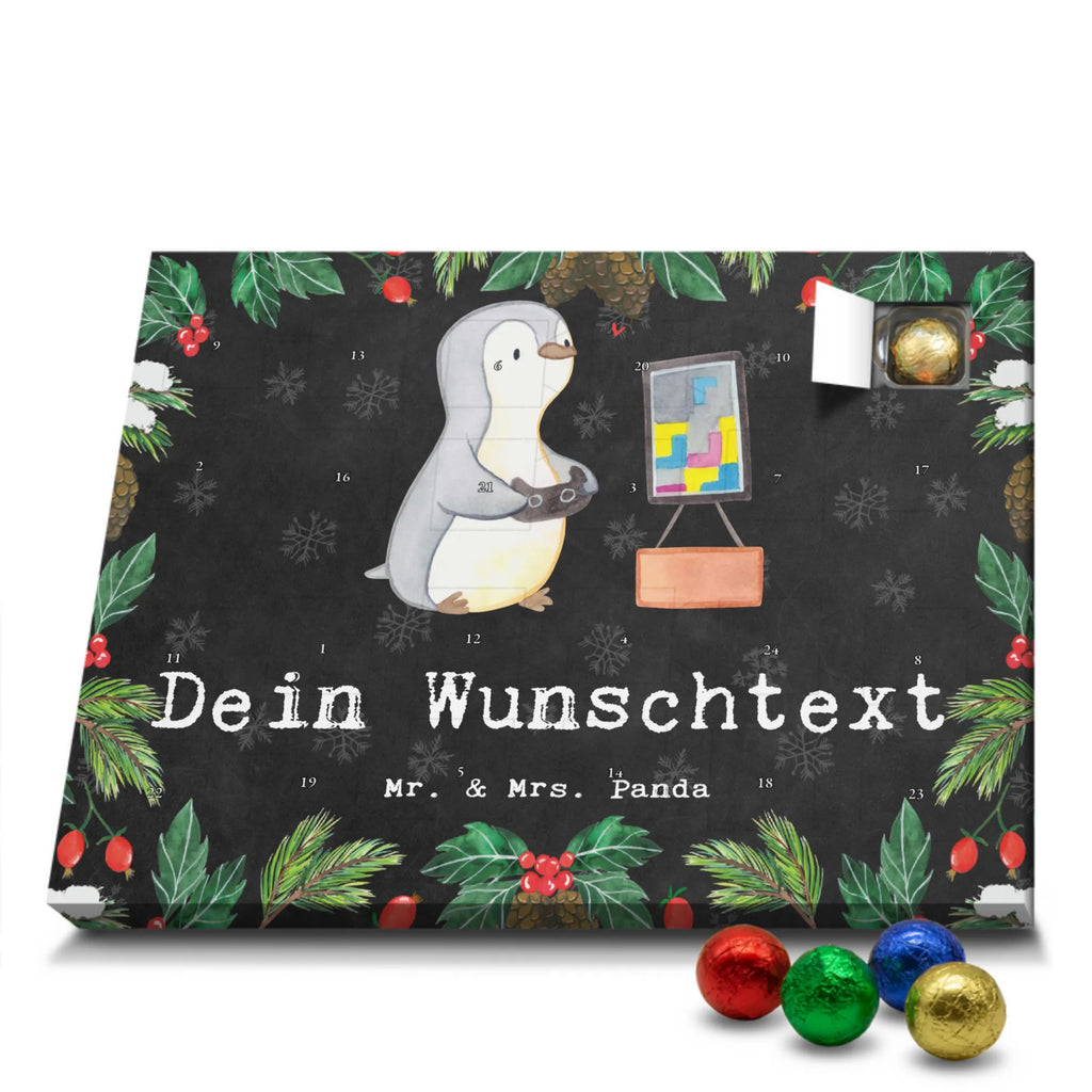 Personalisierter Schoko Adventskalender Pinguin Zocken Personalisierter Adventskalender, Adventskalender mit Namen, Geschenk, Sport, Sportart, Hobby, Schenken, Danke, Dankeschön, Auszeichnung, Gewinn, Sportler, Zocken, Gaming, Videospiele, Videogames