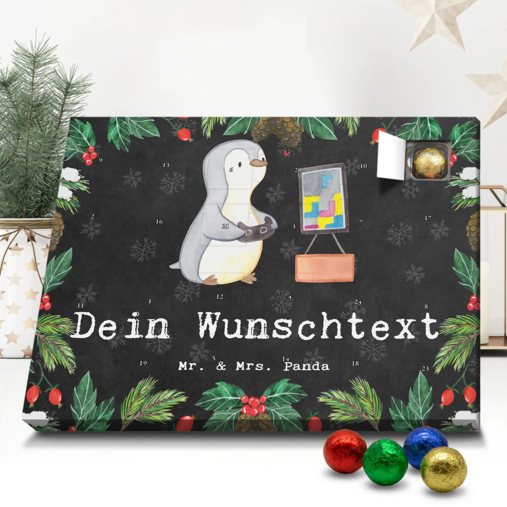 Personalisierter Schoko Adventskalender Pinguin Zocken Personalisierter Adventskalender, Adventskalender mit Namen, Geschenk, Sport, Sportart, Hobby, Schenken, Danke, Dankeschön, Auszeichnung, Gewinn, Sportler, Zocken, Gaming, Videospiele, Videogames