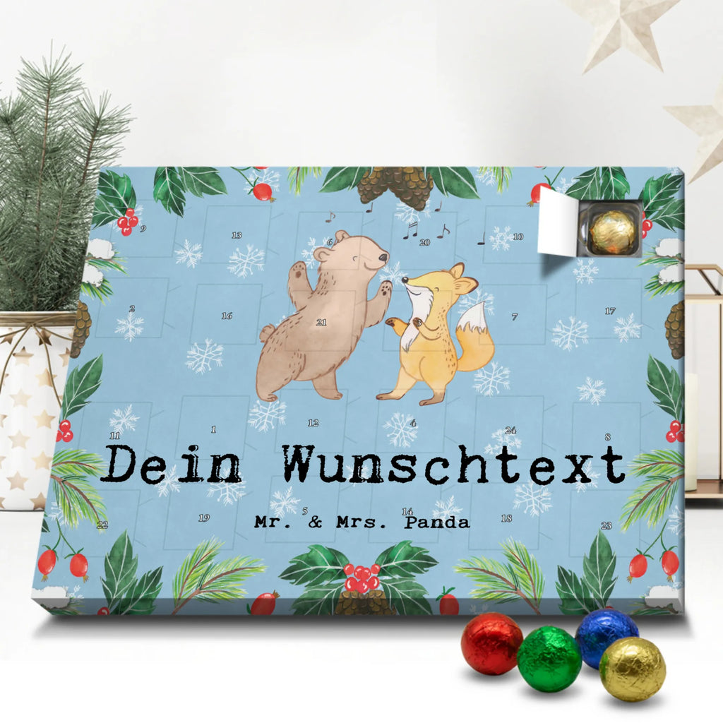 Personalisierter Schoko Adventskalender Bär & Fuchs Disco Personalisierter Adventskalender, Adventskalender mit Namen, Geschenk, Sport, Sportart, Hobby, Schenken, Danke, Dankeschön, Auszeichnung, Gewinn, Sportler, Disco, Clubs, Tanzen, Feiern, Clubbing