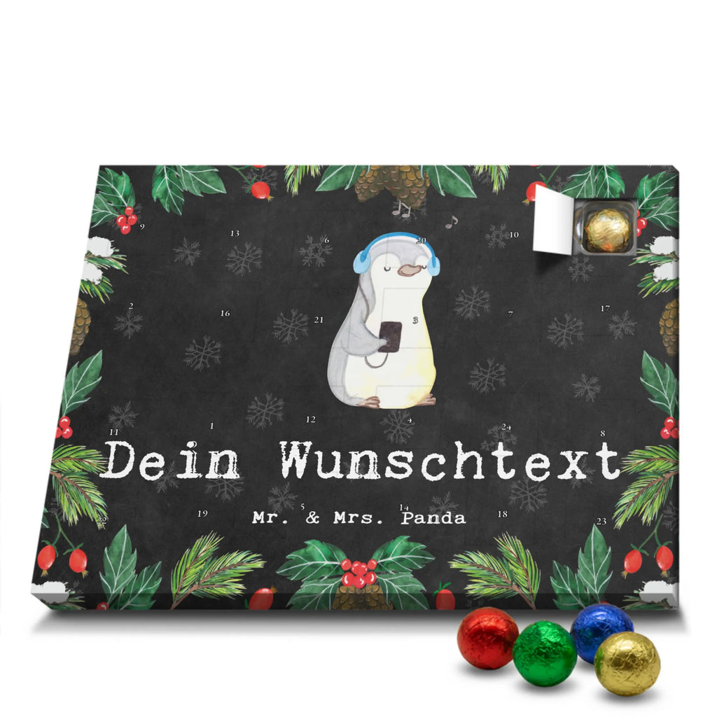 Personalisierter Schoko Adventskalender Pinguin Musik hören Personalisierter Adventskalender, Adventskalender mit Namen, Geschenk, Sport, Sportart, Hobby, Schenken, Danke, Dankeschön, Auszeichnung, Gewinn, Sportler, Musik hören, Lieblingssong