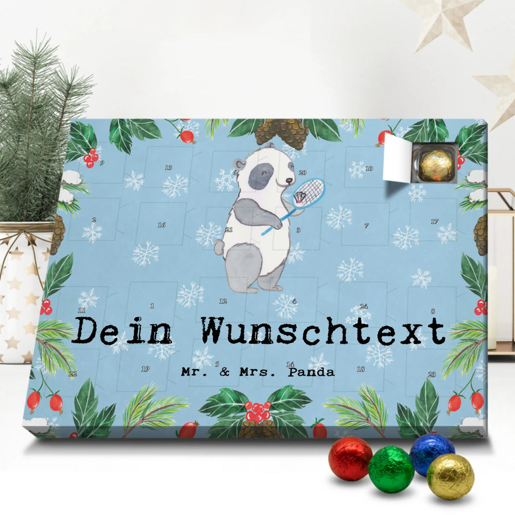 Personalisierter Schoko Adventskalender Panda Badminton Personalisierter Adventskalender, Adventskalender mit Namen, Geschenk, Sport, Sportart, Hobby, Schenken, Danke, Dankeschön, Auszeichnung, Gewinn, Sportler, Badminton, Badminton spielen