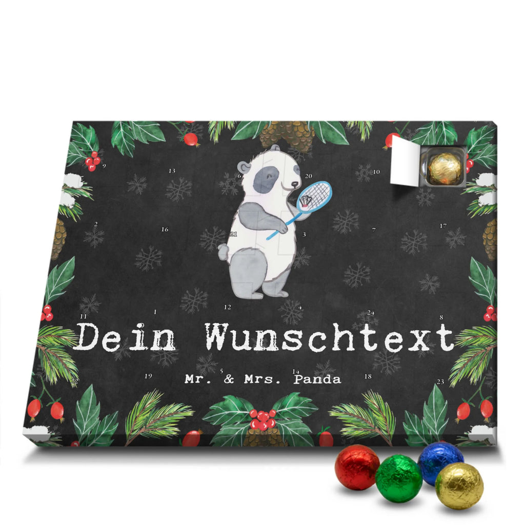 Personalisierter Schoko Adventskalender Panda Badminton Personalisierter Adventskalender, Adventskalender mit Namen, Geschenk, Sport, Sportart, Hobby, Schenken, Danke, Dankeschön, Auszeichnung, Gewinn, Sportler, Badminton, Badminton spielen