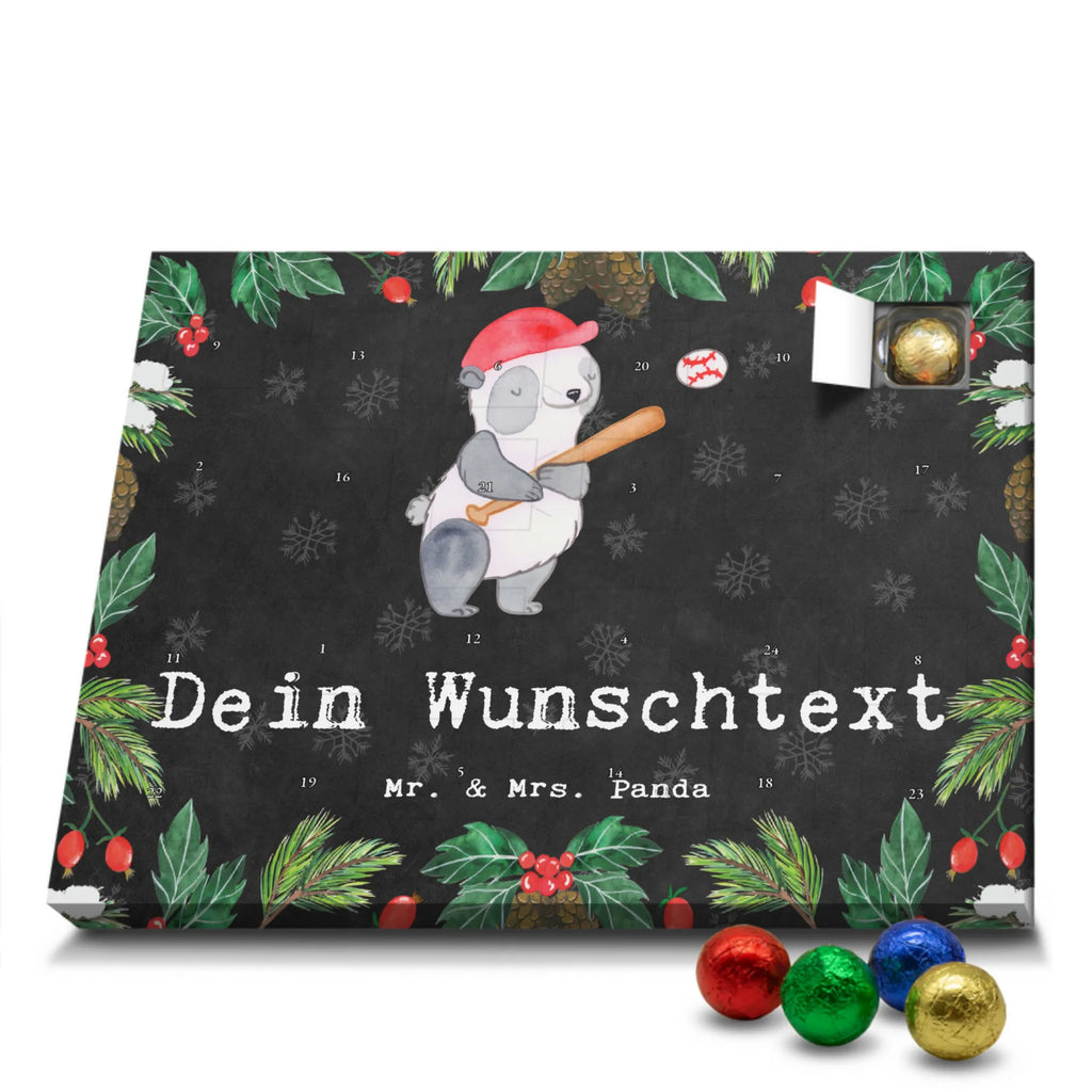 Personalisierter Schoko Adventskalender Panda Baseball spielen Personalisierter Adventskalender, Adventskalender mit Namen, Geschenk, Sport, Sportart, Hobby, Schenken, Danke, Dankeschön, Auszeichnung, Gewinn, Sportler, Baseball spielen, Baseball Spielen, Baseball Match, Ballsport, Baseballplatz, Baseballverein