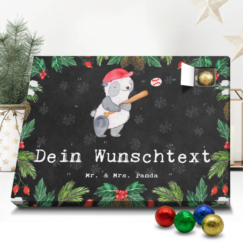 Personalisierter Schoko Adventskalender Panda Baseball spielen Personalisierter Adventskalender, Adventskalender mit Namen, Geschenk, Sport, Sportart, Hobby, Schenken, Danke, Dankeschön, Auszeichnung, Gewinn, Sportler, Baseball spielen, Baseball Spielen, Baseball Match, Ballsport, Baseballplatz, Baseballverein