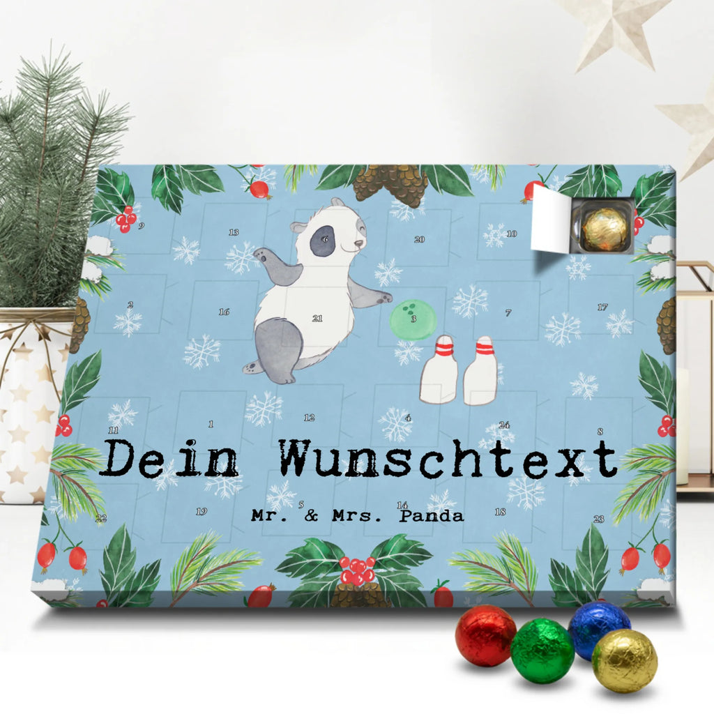 Personalisierter Schoko Adventskalender Panda Bowling Personalisierter Adventskalender, Adventskalender mit Namen, Geschenk, Sport, Sportart, Hobby, Schenken, Danke, Dankeschön, Auszeichnung, Gewinn, Sportler, Bowling, Bowlen gehen, Bowling Center