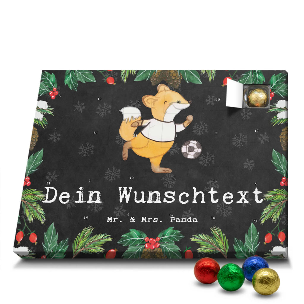 Personalisierter Schoko Adventskalender Fuchs Fußball spielen Personalisierter Adventskalender, Adventskalender mit Namen, Geschenk, Sport, Sportart, Hobby, Schenken, Danke, Dankeschön, Auszeichnung, Gewinn, Sportler, Fußball, Soccer, Fußballer, Bolzen, Bolzplatz, Fußballerin