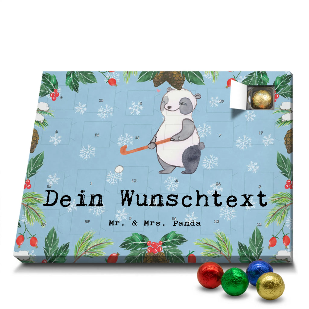 Personalisierter Schoko Adventskalender Panda Hockey spielen Personalisierter Adventskalender, Adventskalender mit Namen, Geschenk, Sport, Sportart, Hobby, Schenken, Danke, Dankeschön, Auszeichnung, Gewinn, Sportler, Hockey spielen, Feldhockey, Hockeyschläger, Hockey Verein