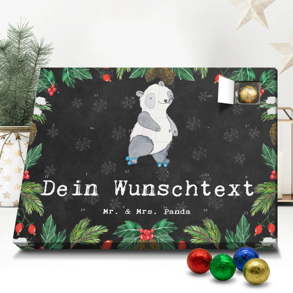 Personalisierter Schoko Adventskalender Panda Inliner fahren Personalisierter Adventskalender, Adventskalender mit Namen, Geschenk, Sport, Sportart, Hobby, Schenken, Danke, Dankeschön, Auszeichnung, Gewinn, Sportler, Inliner fahren, Rollschuh fahren, Rollerblades, inlinern