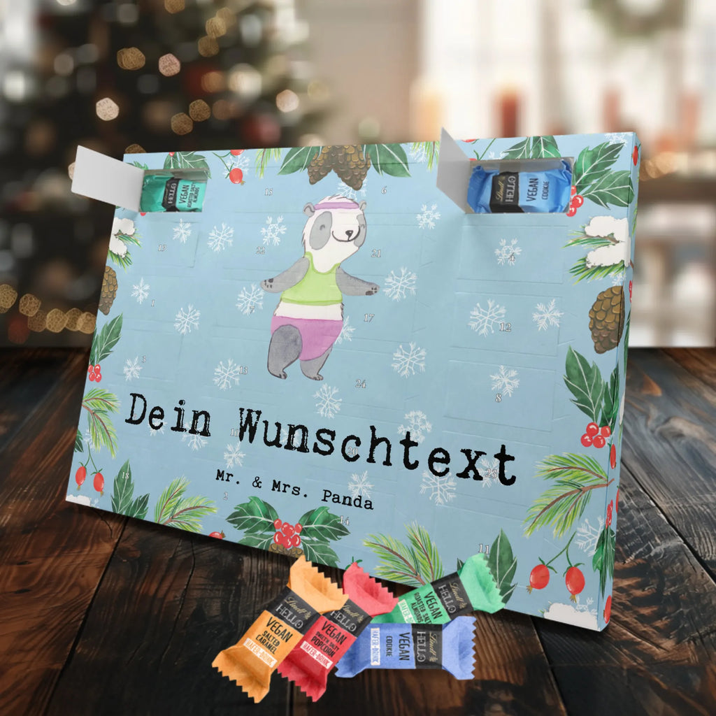 Personalisierter veganer Adventskalender Panda Aerobic Personalisierter veganer Adventskalender, Geschenk, Sport, Sportart, Hobby, Schenken, Danke, Dankeschön, Auszeichnung, Gewinn, Sportler, Aerobic, Aerobic Fitness, Fitnessstudio