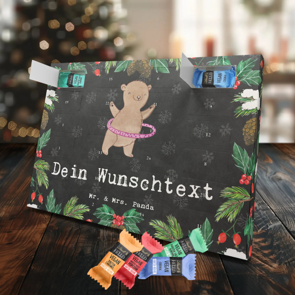 Personalisierter veganer Adventskalender Bär Hula Hoop Personalisierter veganer Adventskalender, Geschenk, Sport, Sportart, Hobby, Schenken, Danke, Dankeschön, Auszeichnung, Gewinn, Sportler, Hula Hoop, Fitness, Training