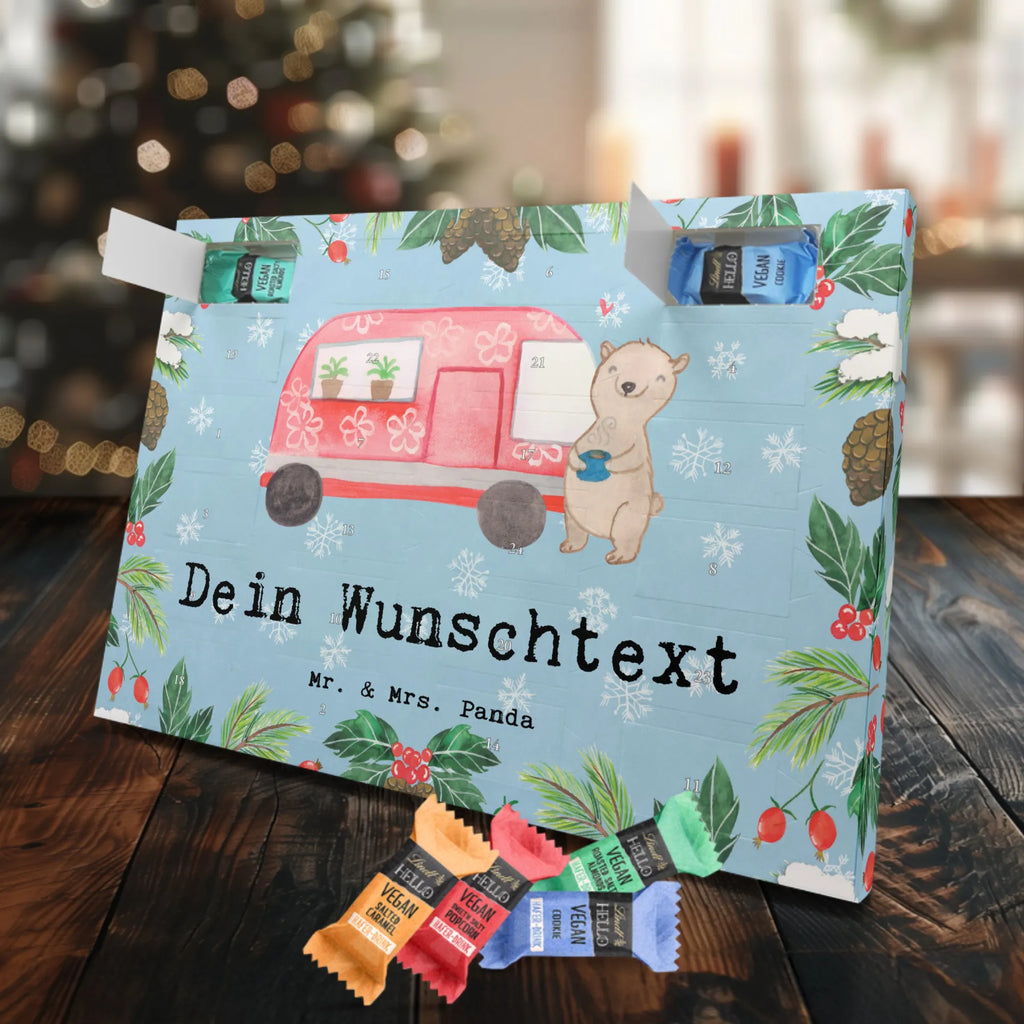 Personalisierter veganer Adventskalender Bär Camper Personalisierter veganer Adventskalender, Geschenk, Sport, Sportart, Hobby, Schenken, Danke, Dankeschön, Auszeichnung, Gewinn, Sportler, Camper, Campen, Zelten, Campingplatz, Wohnmobil, Roadtrip, Urlaub