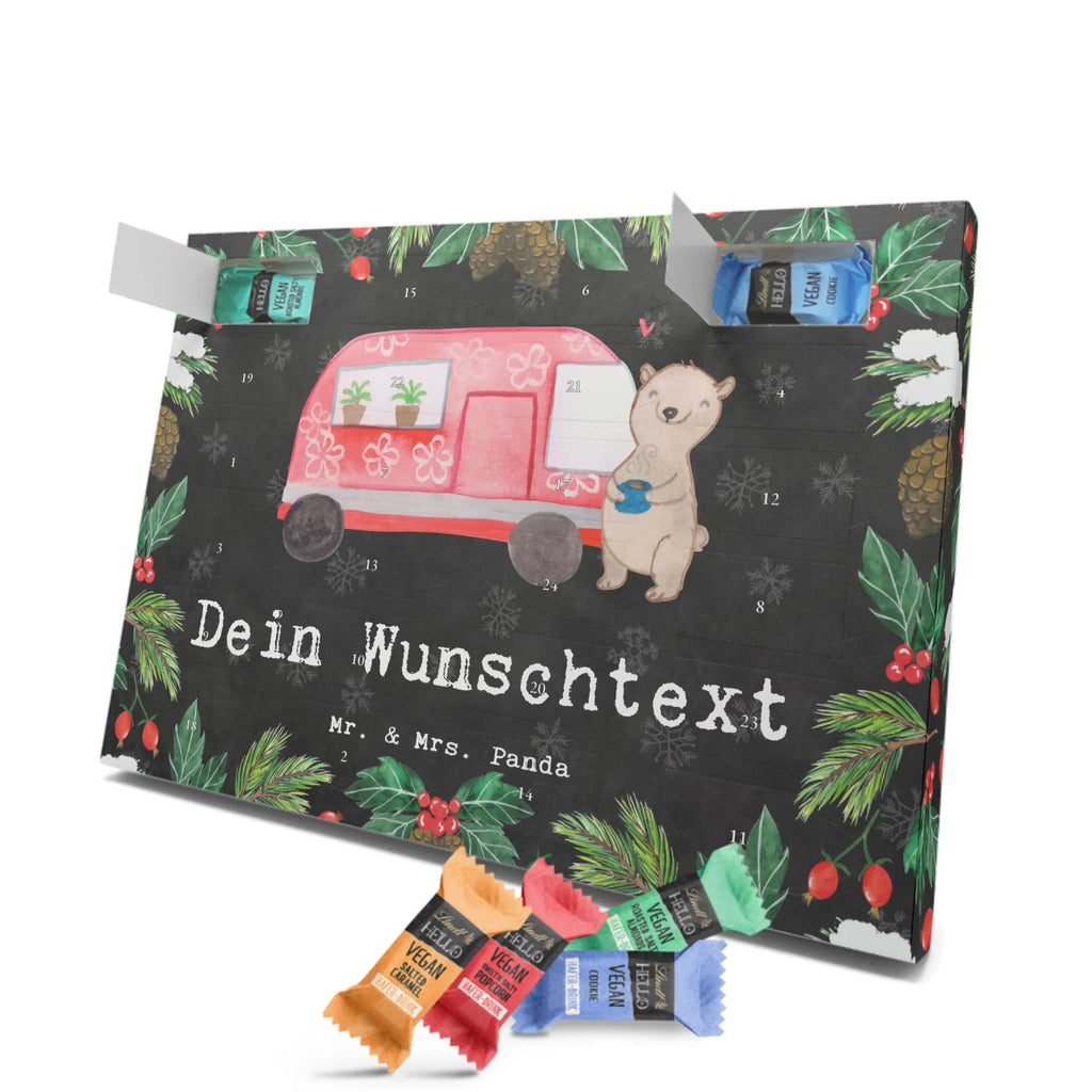 Personalisierter veganer Adventskalender Bär Camper Personalisierter veganer Adventskalender, Geschenk, Sport, Sportart, Hobby, Schenken, Danke, Dankeschön, Auszeichnung, Gewinn, Sportler, Camper, Campen, Zelten, Campingplatz, Wohnmobil, Roadtrip, Urlaub