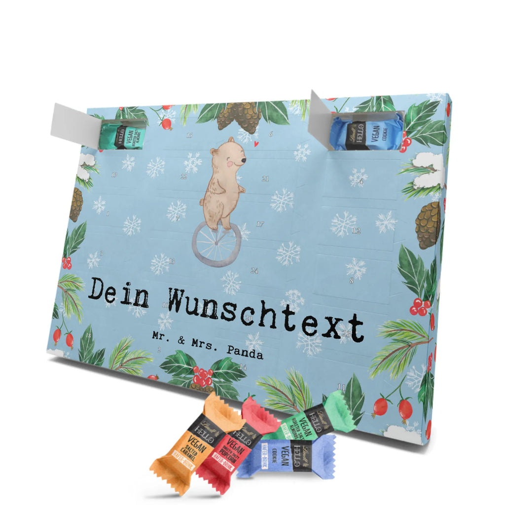 Personalisierter veganer Adventskalender Bär Einrad fahren Personalisierter veganer Adventskalender, Geschenk, Sport, Sportart, Hobby, Schenken, Danke, Dankeschön, Auszeichnung, Gewinn, Sportler, Einrad fahren