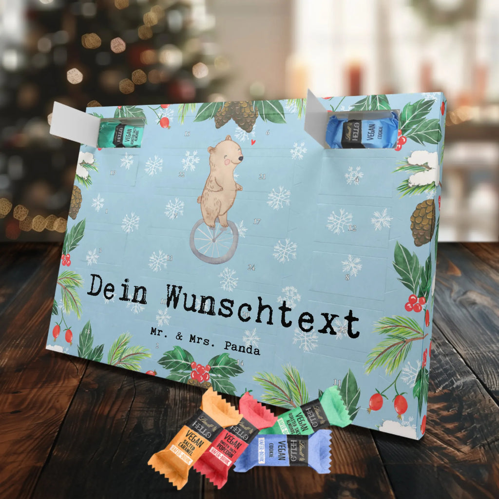 Personalisierter veganer Adventskalender Bär Einrad fahren Personalisierter veganer Adventskalender, Geschenk, Sport, Sportart, Hobby, Schenken, Danke, Dankeschön, Auszeichnung, Gewinn, Sportler, Einrad fahren