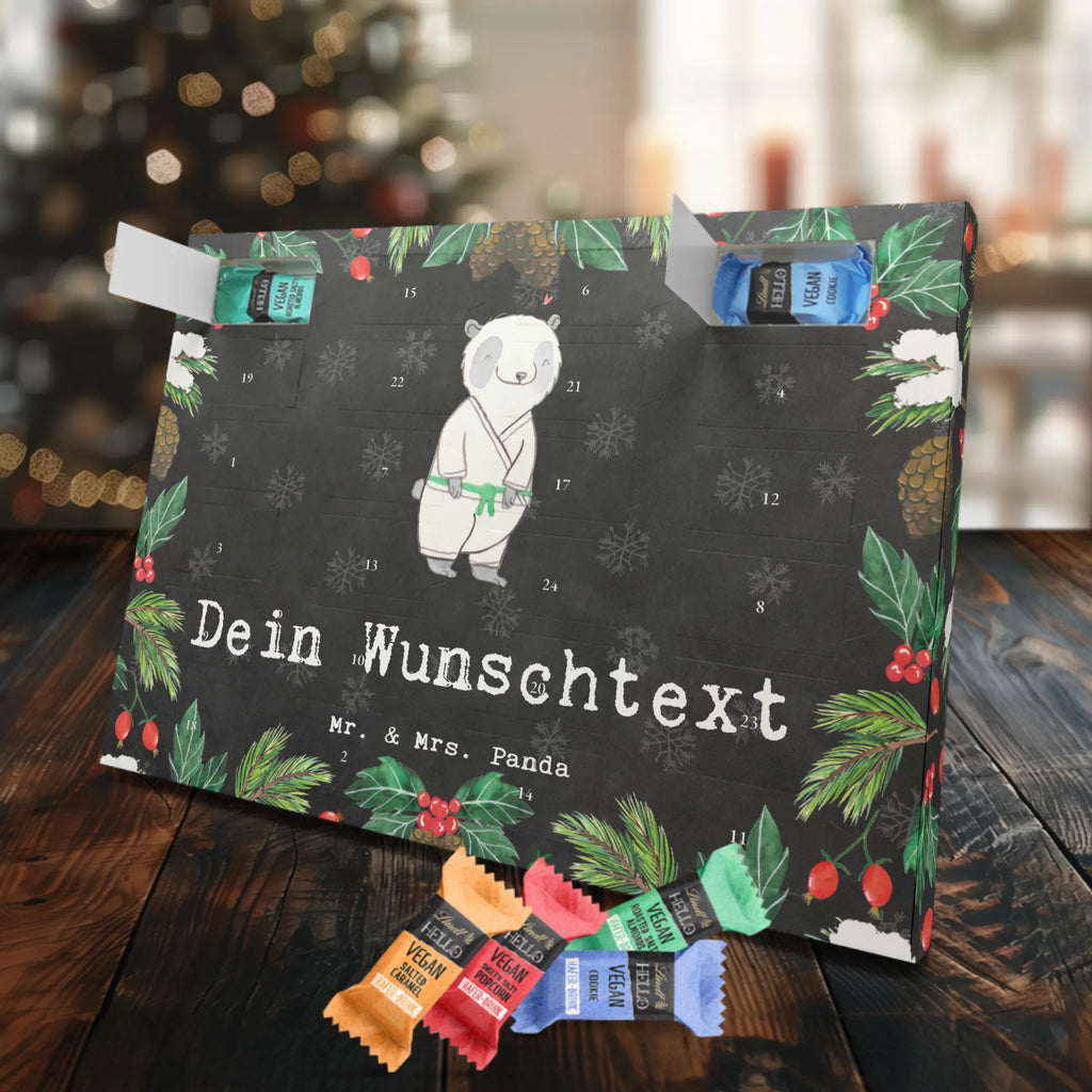 Personalisierter veganer Adventskalender Panda Jiu Jitsu Personalisierter veganer Adventskalender, Geschenk, Sport, Sportart, Hobby, Schenken, Danke, Dankeschön, Auszeichnung, Gewinn, Sportler, Jiu Jitsu, japanische Kampfkunst, Selbstverteidigung