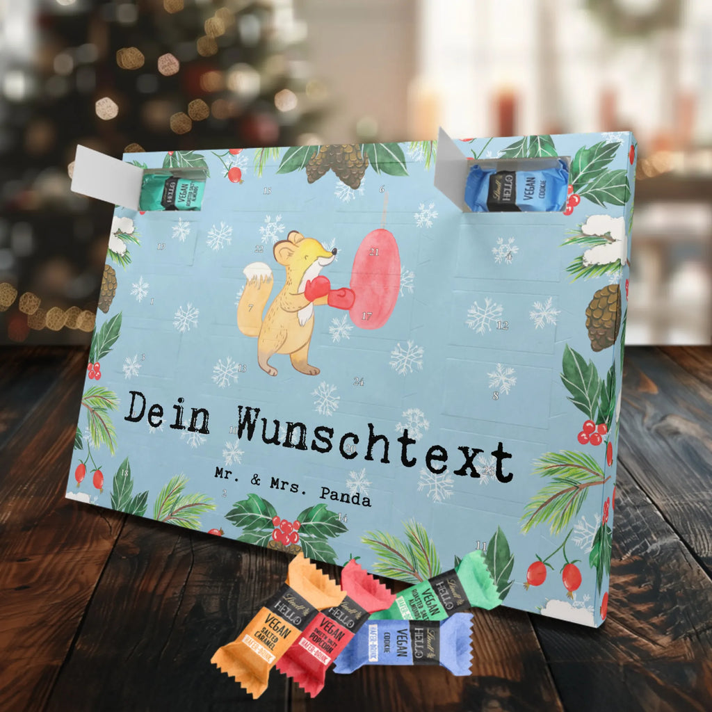 Personalisierter veganer Adventskalender Fuchs Boxen Personalisierter veganer Adventskalender, Geschenk, Sport, Sportart, Hobby, Schenken, Danke, Dankeschön, Auszeichnung, Gewinn, Sportler, Boxen, Boxkampf, Boxtraining